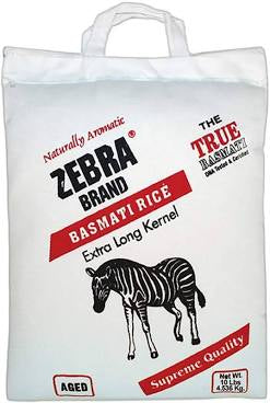 Zebra brand extra long grain Basmati rice